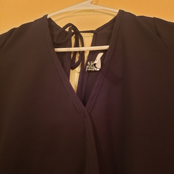 Free Press black open wrap around black blouse - Picture 4 of 6